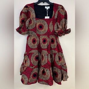 NWT Chen Burkett Batik Tiered Dress